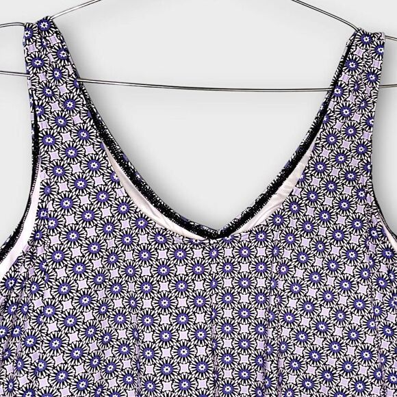 Lands End Womens Swimsuit Sz 2X Navy Print One Pc Tank Beachy Tankini UPF 50 Plu - Picture 5 of 12